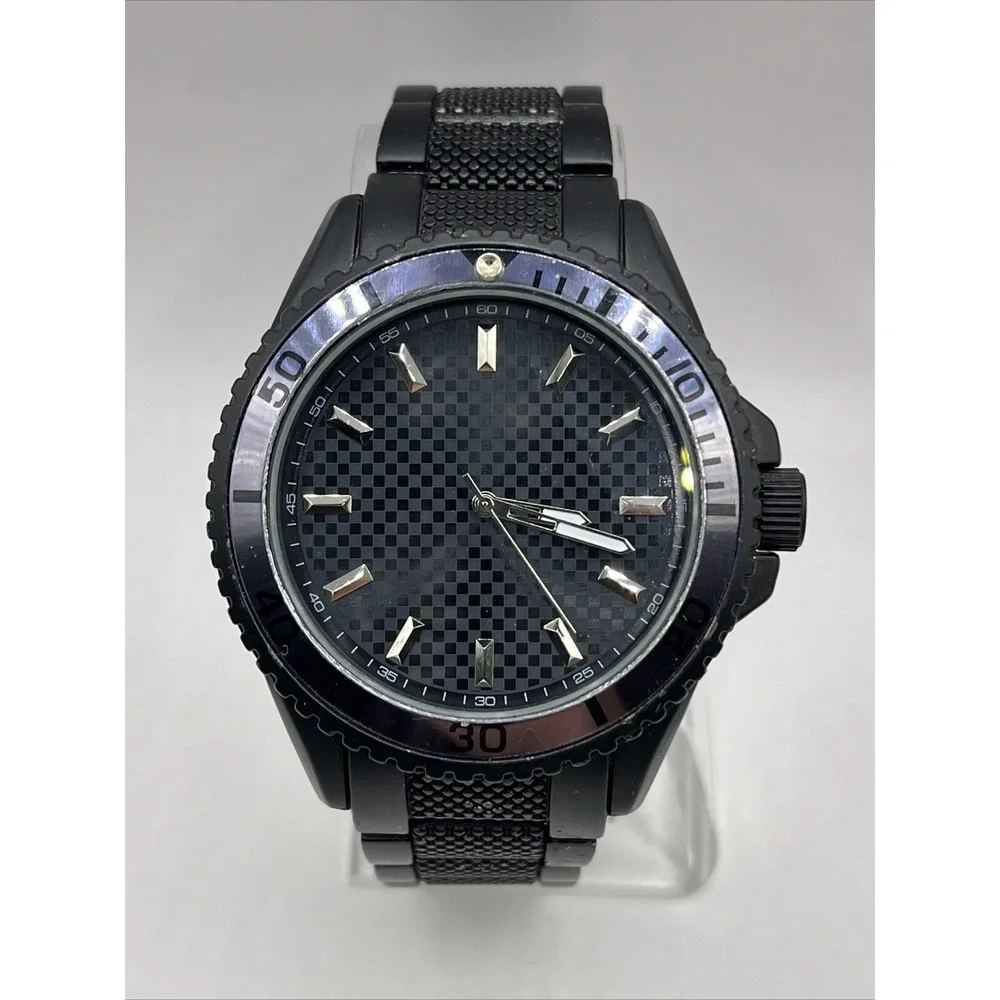 INC International Concepts Men's Quartz Watch Black 46mm Case- New Battery